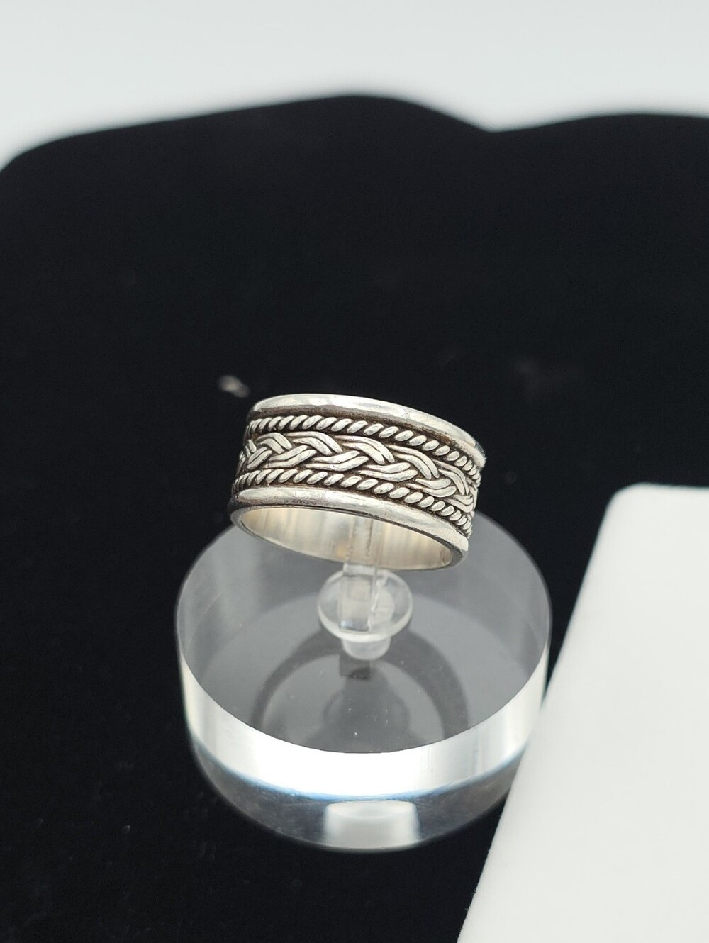 Vintage 925 Sterling Silver Braided Rope Cigar Band Ring Southwestern Style